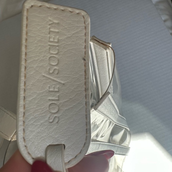 Nordstrom Cream and White Canvas Tote Bag with Vertical Stripes - Picture 5 of 5